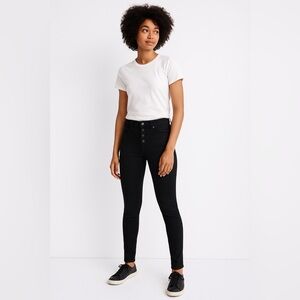 Madewell 9” Mid-Rise Skinny Jeans Black Button Fly Size 27